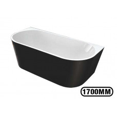 1700x800x580mm Back To Wall Freestanding Acrylic Apron Black Bath Tub
